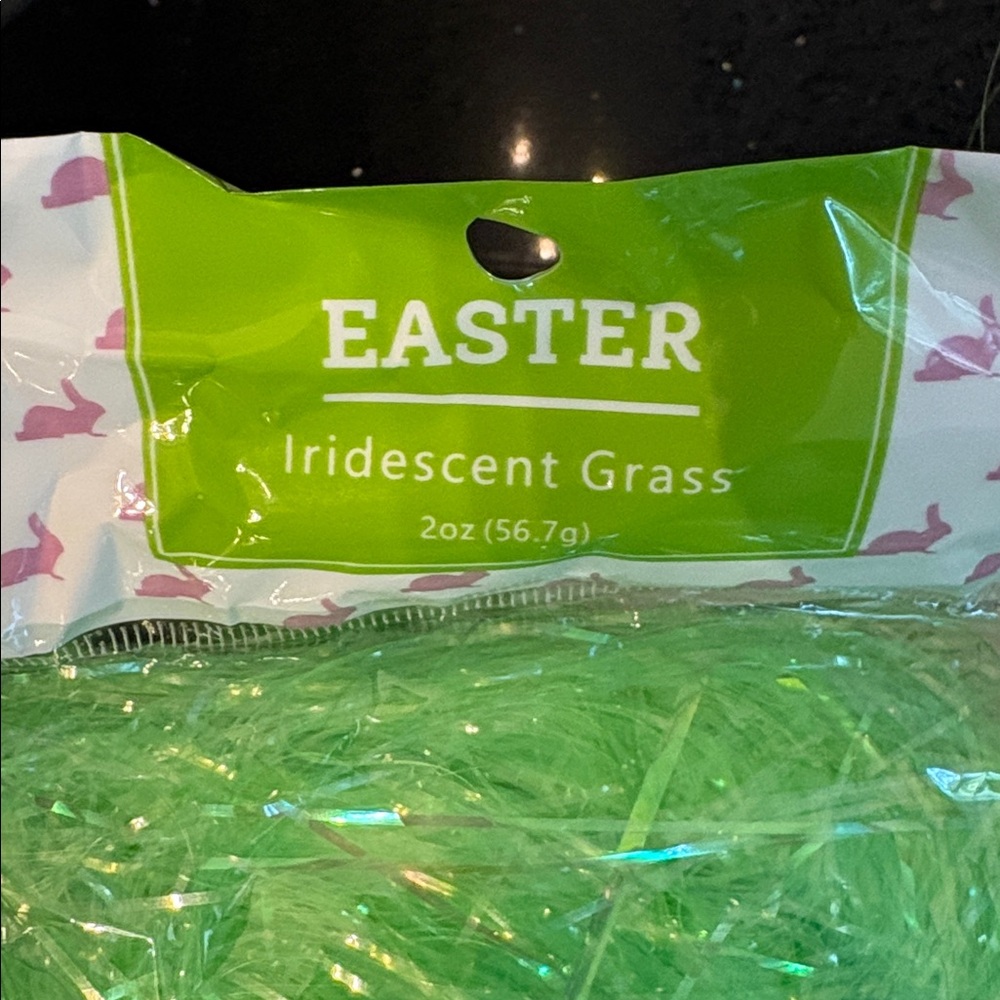 3 Bags Easter Basket Green Iridescent Grass Spring Summer Farmhouse Shabby Chic - Picture 2 of 7